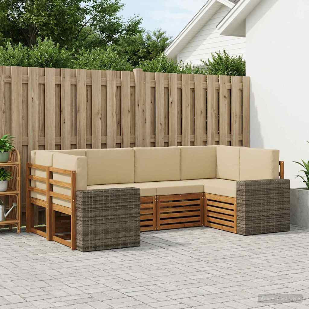 vidaXL Ecksofa Set mit Kissen 6 pcs Natur und Beige Polyester