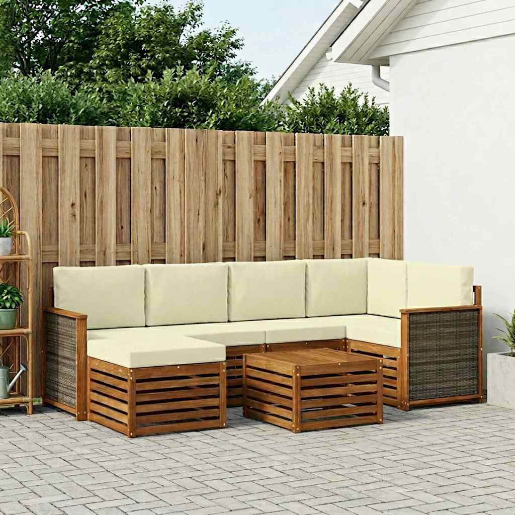vidaXL Ecksofa Set mit Kissen 6 pcs Natur und Creme