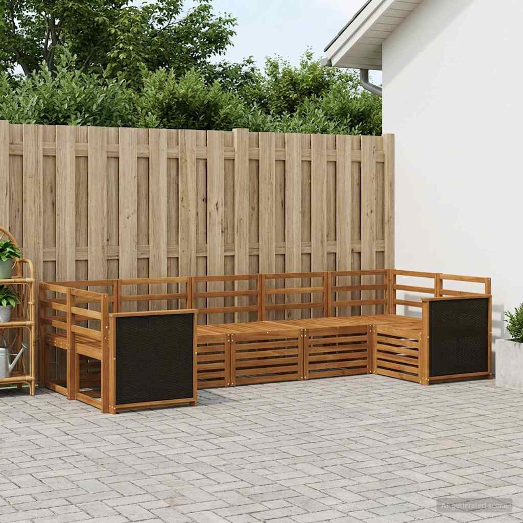 vidaXL Ecksofa Set 6 pcs Natur Massivholz Akazie