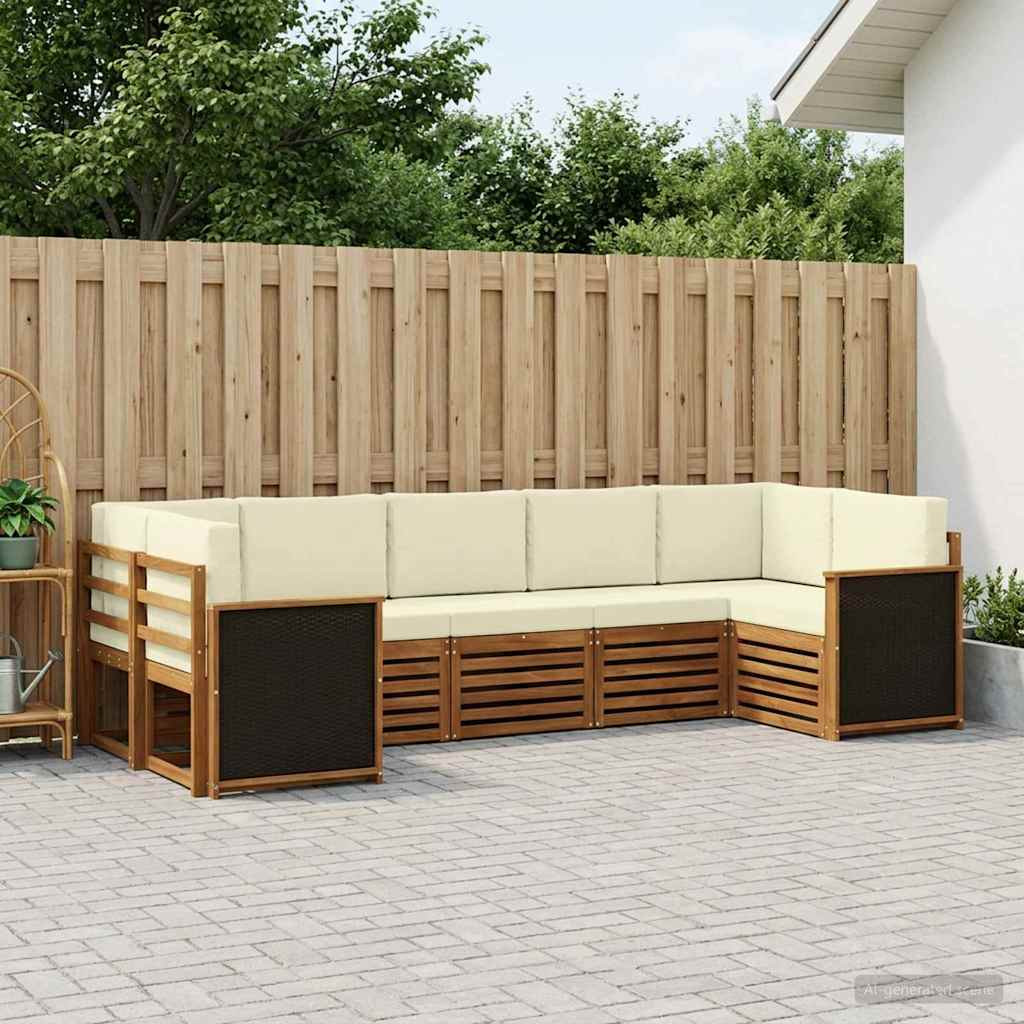 vidaXL Ecksofa Set mit Kissen 6 pcs Natur und Creme