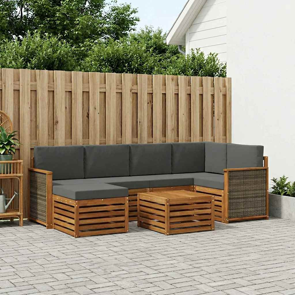 vidaXL Ecksofa Set mit Kissen 6 pcs Natur und Anthrazit