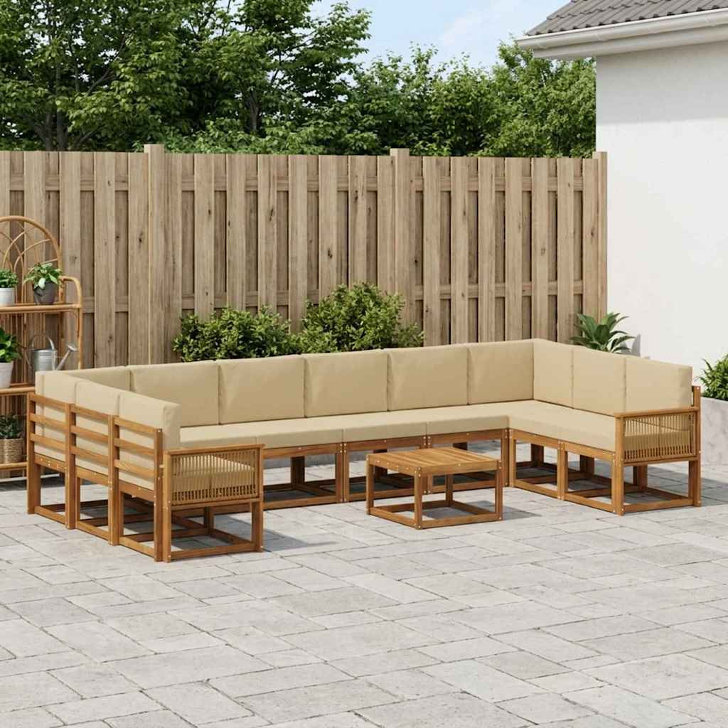 vidaXL Outdoor-Sofagarnitur 11 pcs Natur und Beige Massivholz Akazie