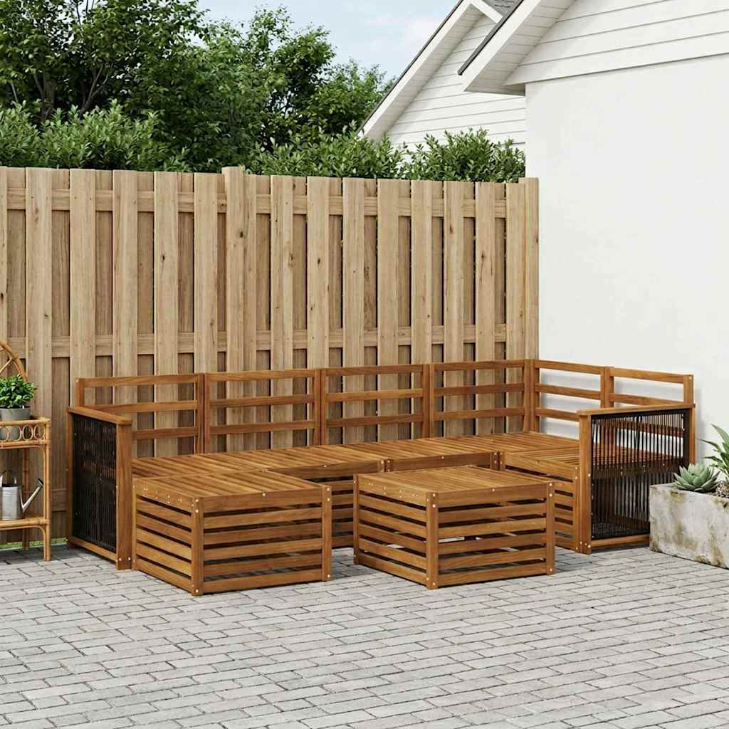 vidaXL Ecksofa Set 6 pcs Natur Massivholz Akazie