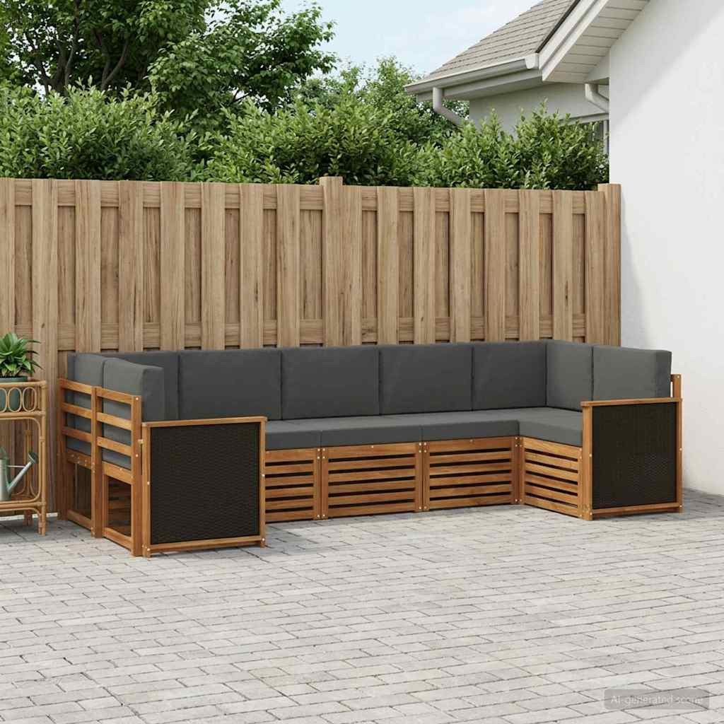 vidaXL Ecksofa Set mit Kissen 6 pcs Natur und Anthrazit