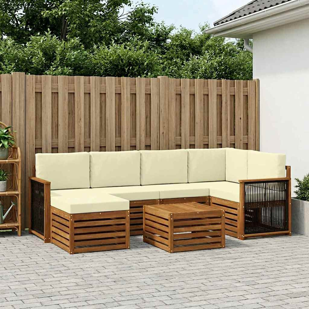 vidaXL Ecksofa Set mit Kissen 6 pcs Natur und Creme