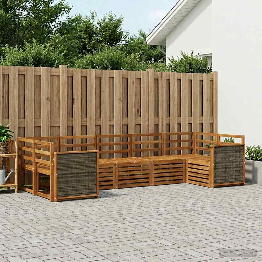 vidaXL Ecksofa Set 6 pcs Natur Massivholz Akazie