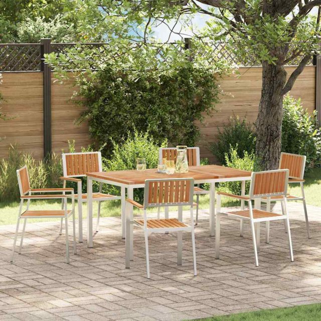 vidaXL Outdoortisch-Set 7 pcs Massives Teakholz und Edelstahl