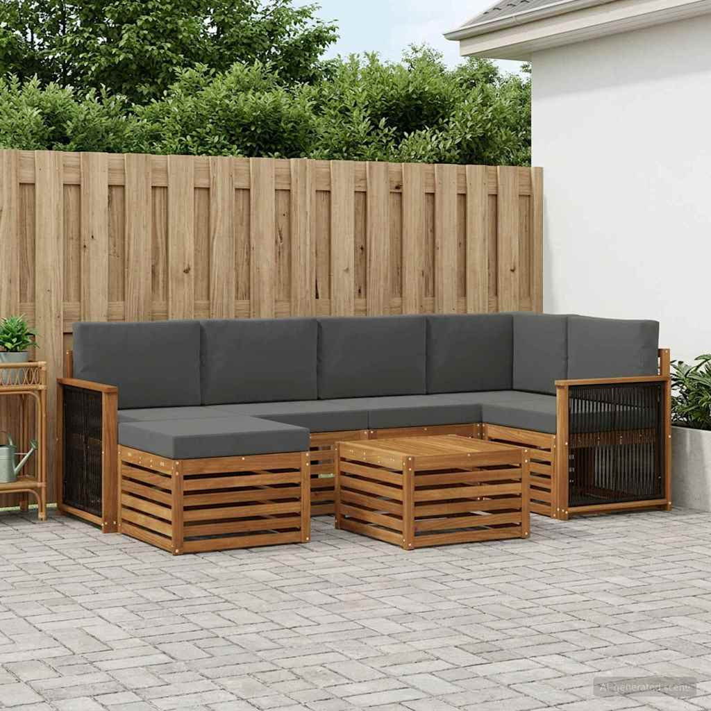 vidaXL Ecksofa Set mit Kissen 6 pcs Natur und Anthrazit