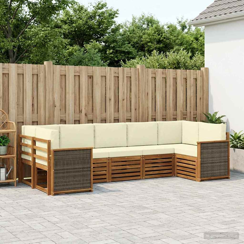 vidaXL Ecksofa Set mit Kissen 6 pcs Natur und Creme