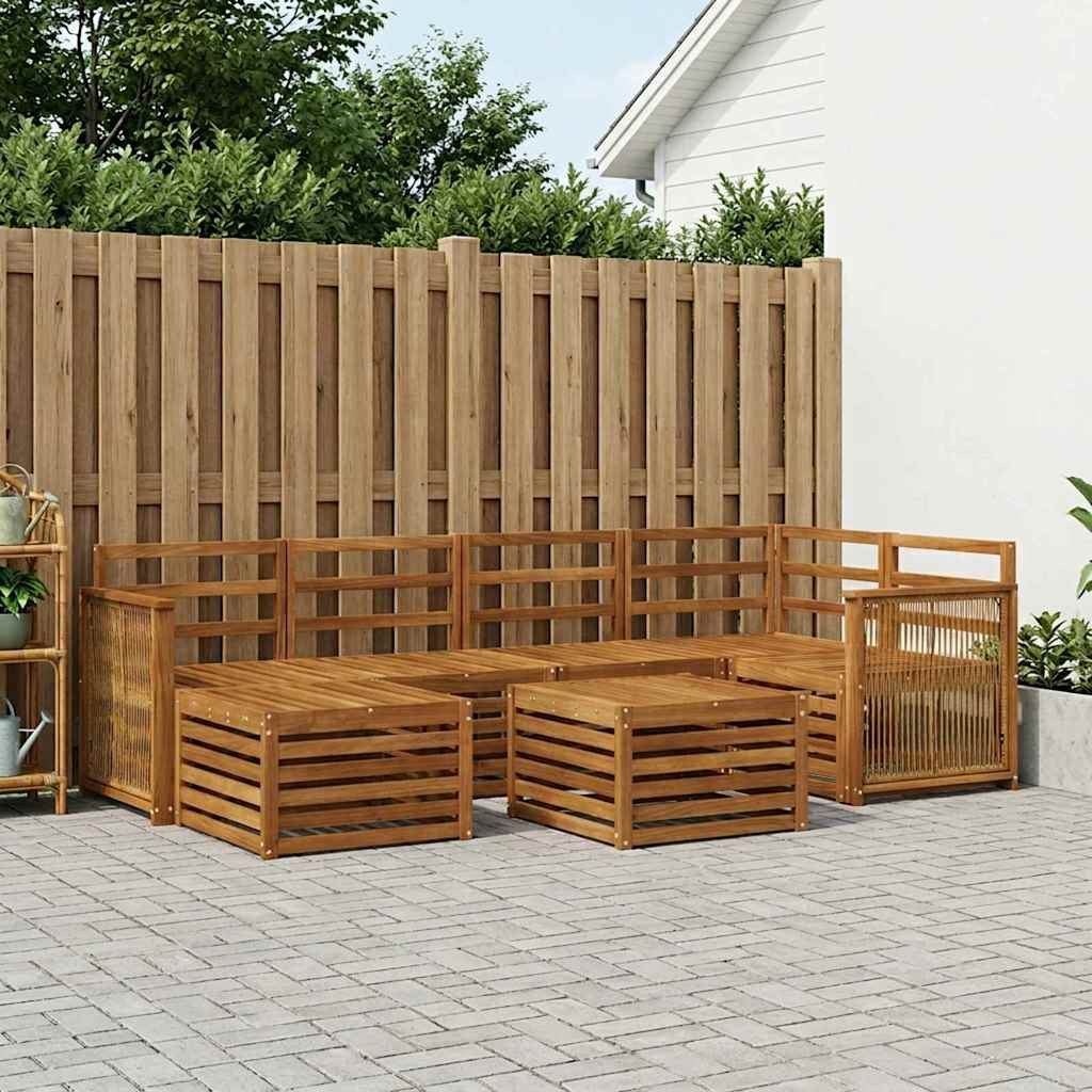 vidaXL Ecksofa Set 6 pcs Natur Massivholz Akazie