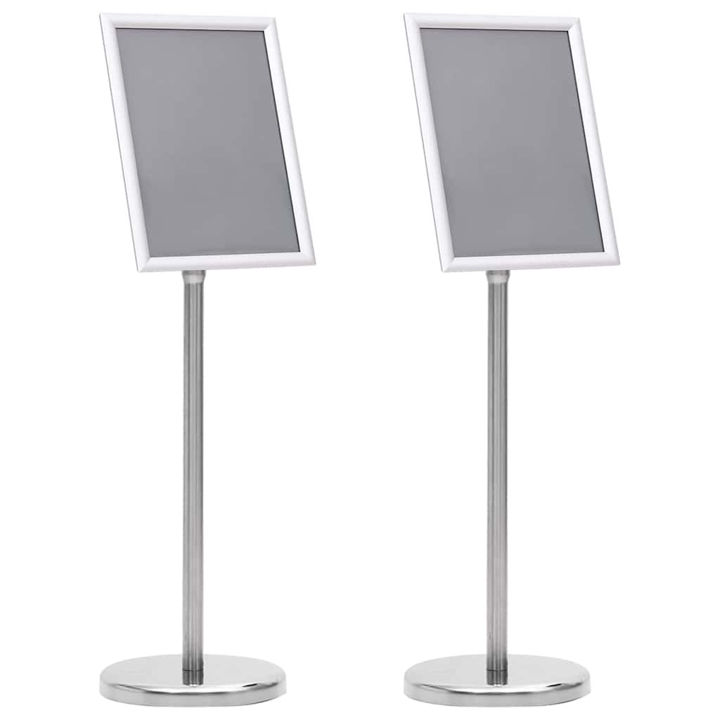 vidaXL Plakatständer 2 pcs Silber 32,7 x 24 x 108 cm Aluminium