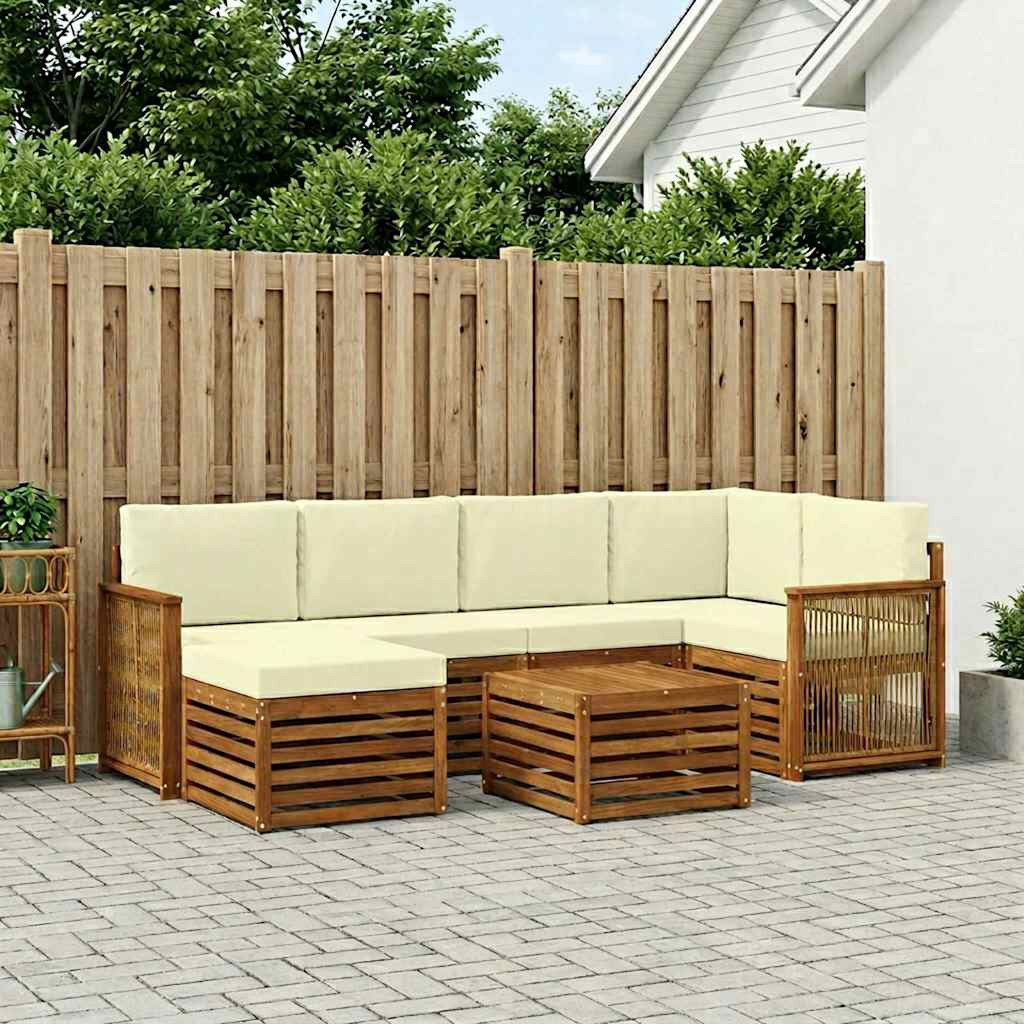 vidaXL Ecksofa Set mit Kissen 6 pcs Natur und Creme