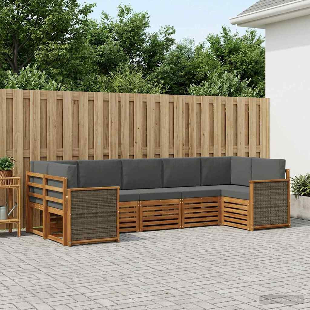 vidaXL Ecksofa Set mit Kissen 6 pcs Natur und Anthrazit
