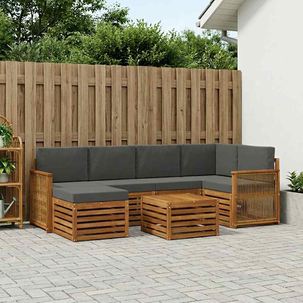 vidaXL Ecksofa Set mit Kissen 6 pcs Natur und Anthrazit