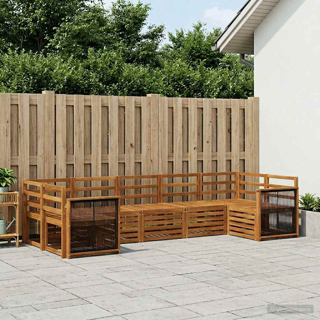 vidaXL Ecksofa Set 6 pcs Natur Massivholz Akazie