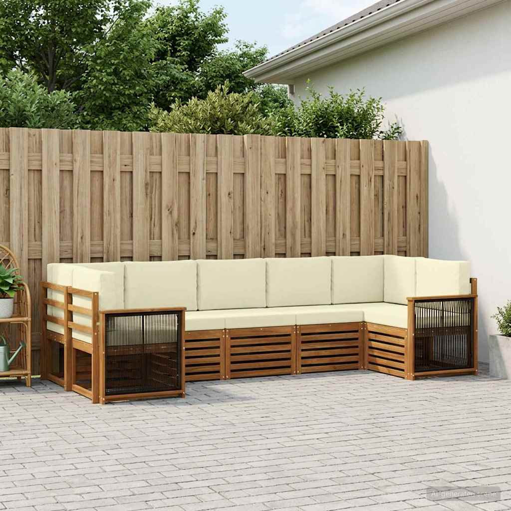 vidaXL Ecksofa Set mit Kissen 6 pcs Natur und Creme