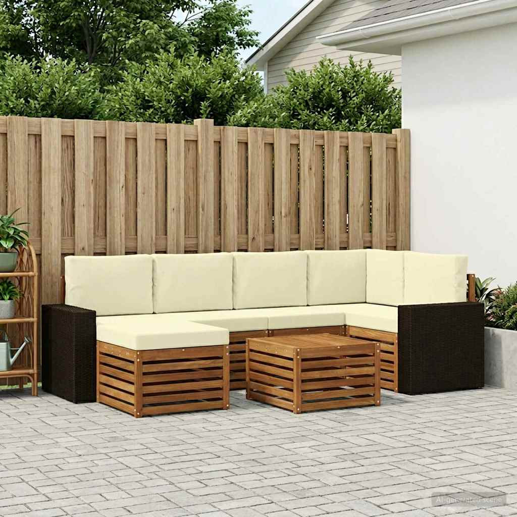 vidaXL Ecksofa Set mit Kissen 7 pcs Natur und Creme