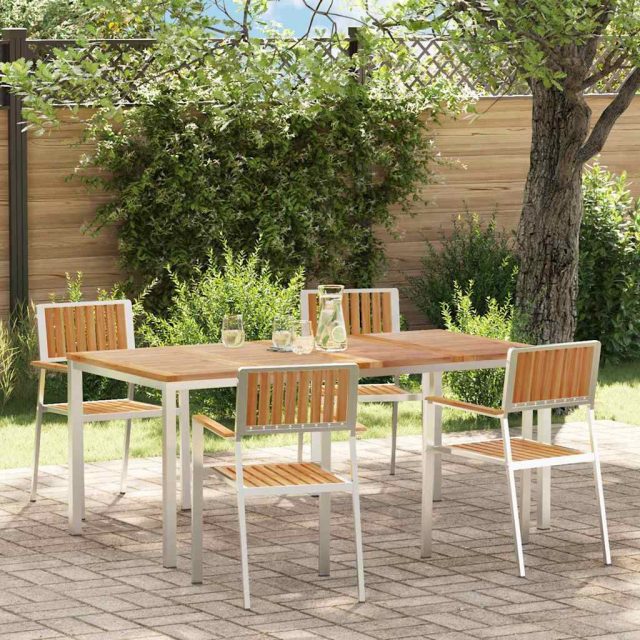 vidaXL Outdoortisch-Set 5 pcs Massives Teakholz und Edelstahl