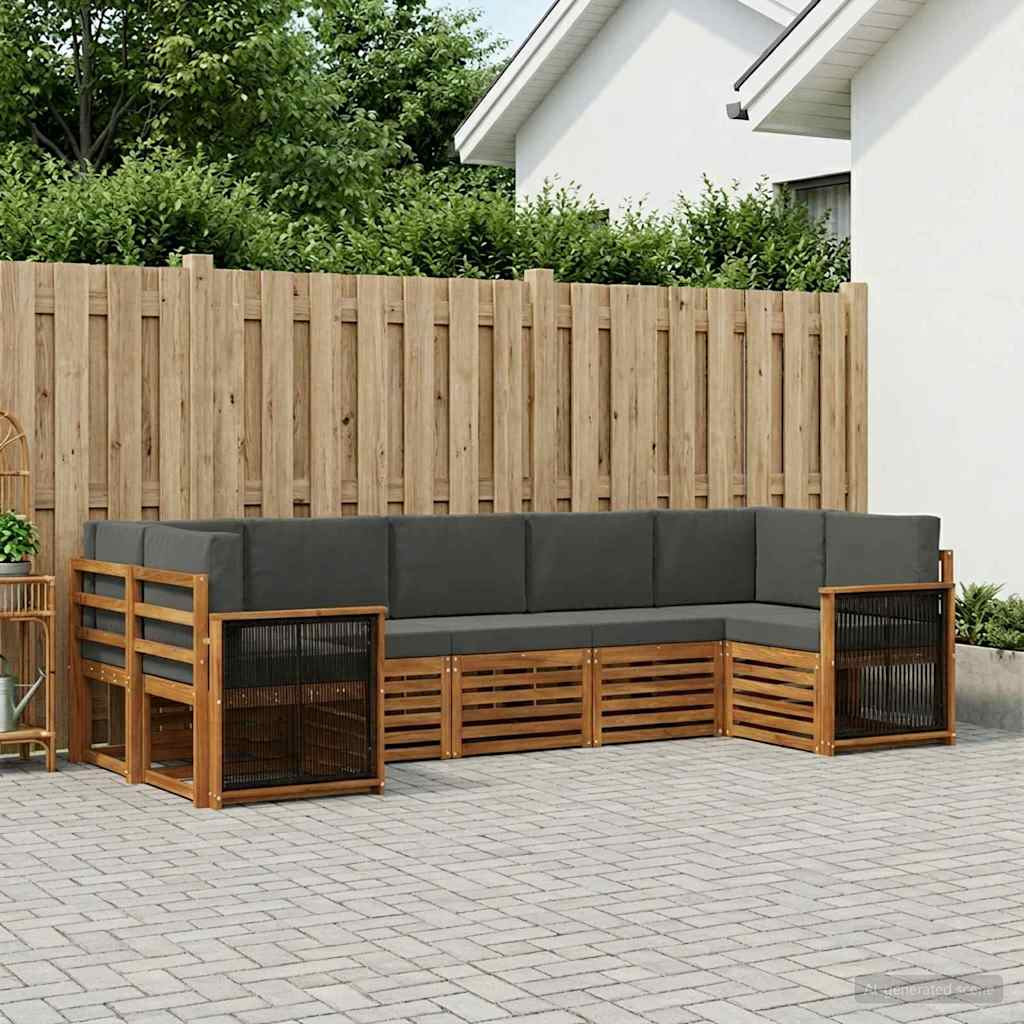 vidaXL Ecksofa Set mit Kissen 6 pcs Natur und Anthrazit