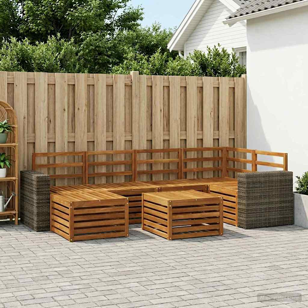 vidaXL Ecksofa Set 6 pcs Natur Massivholz Akazie
