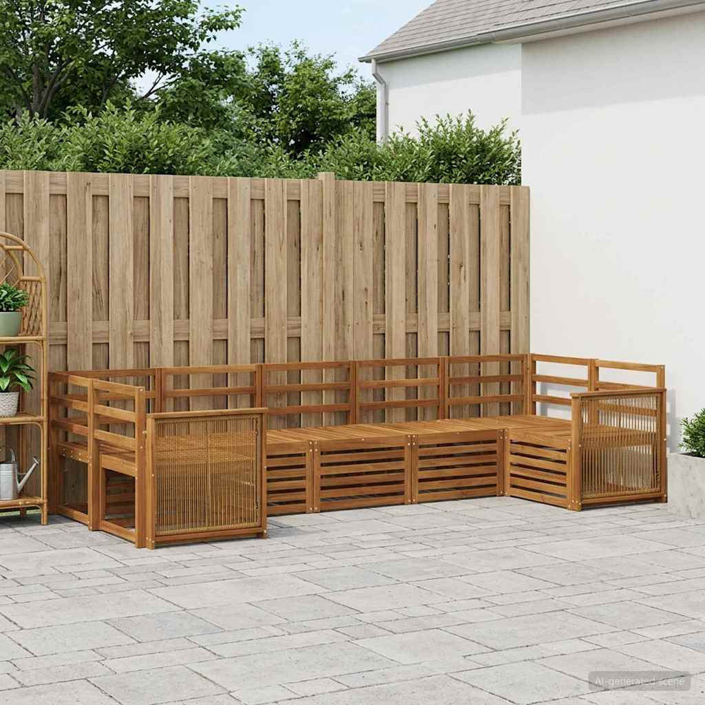 vidaXL Ecksofa Set 6 pcs Natur Massivholz Akazie