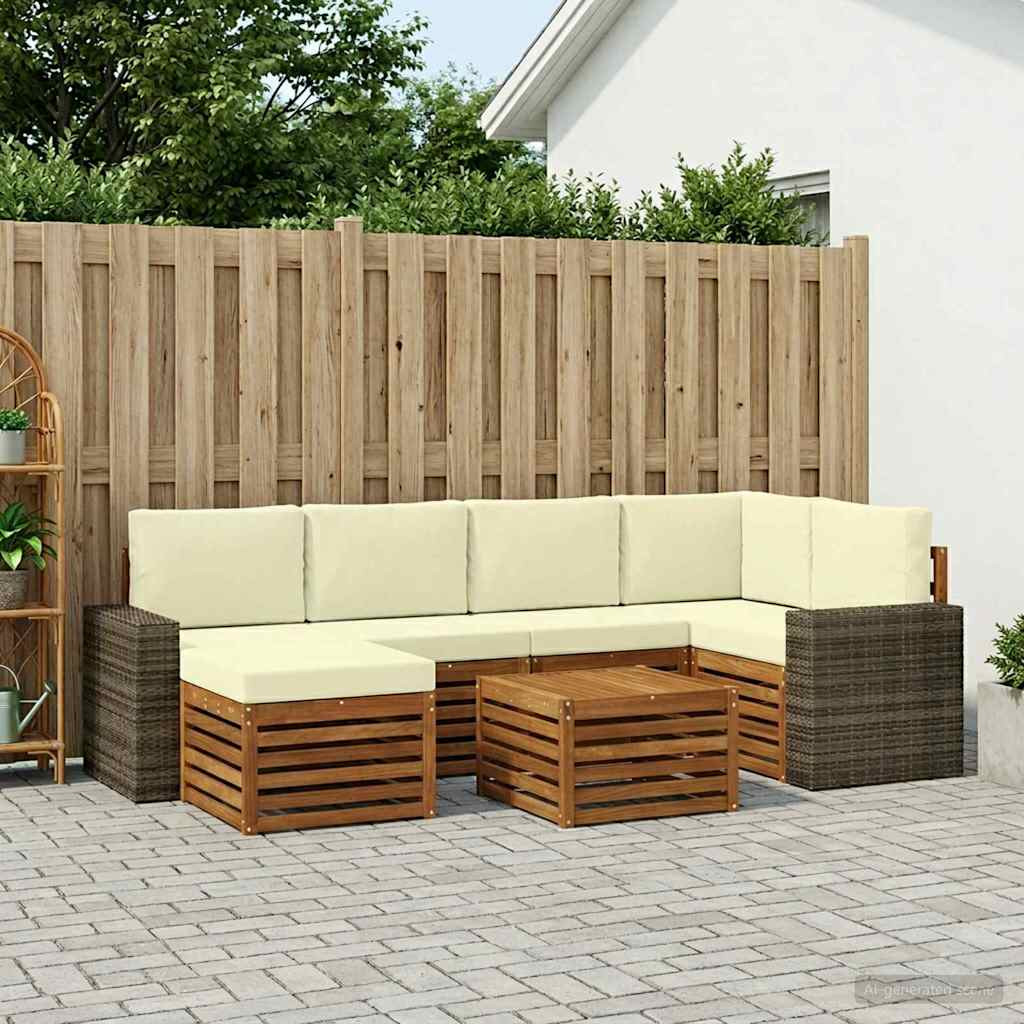 vidaXL Ecksofa Set mit Kissen 7 pcs Natur und Creme