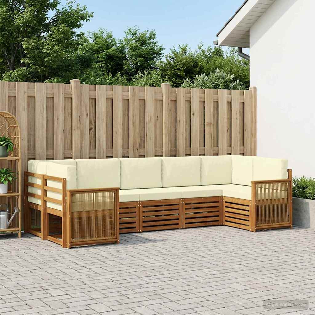 vidaXL Ecksofa Set mit Kissen 6 pcs Natur und Creme