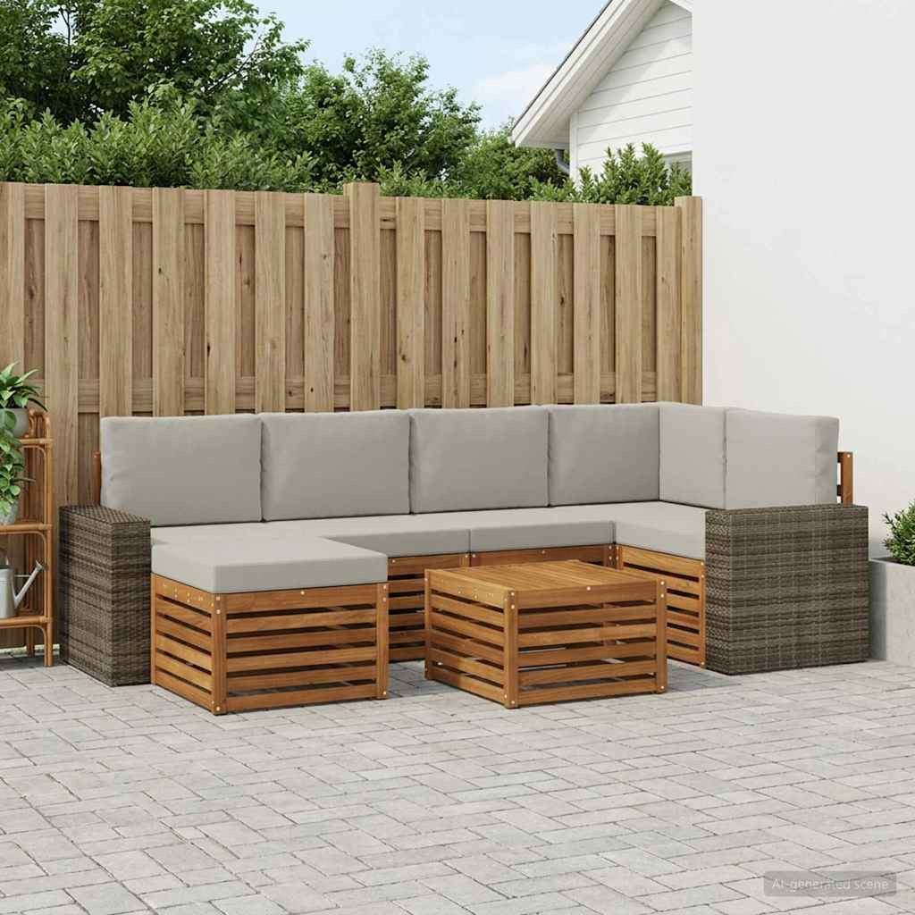 vidaXL Ecksofa Set mit Kissen 7 pcs Natürlich und Hellgrau