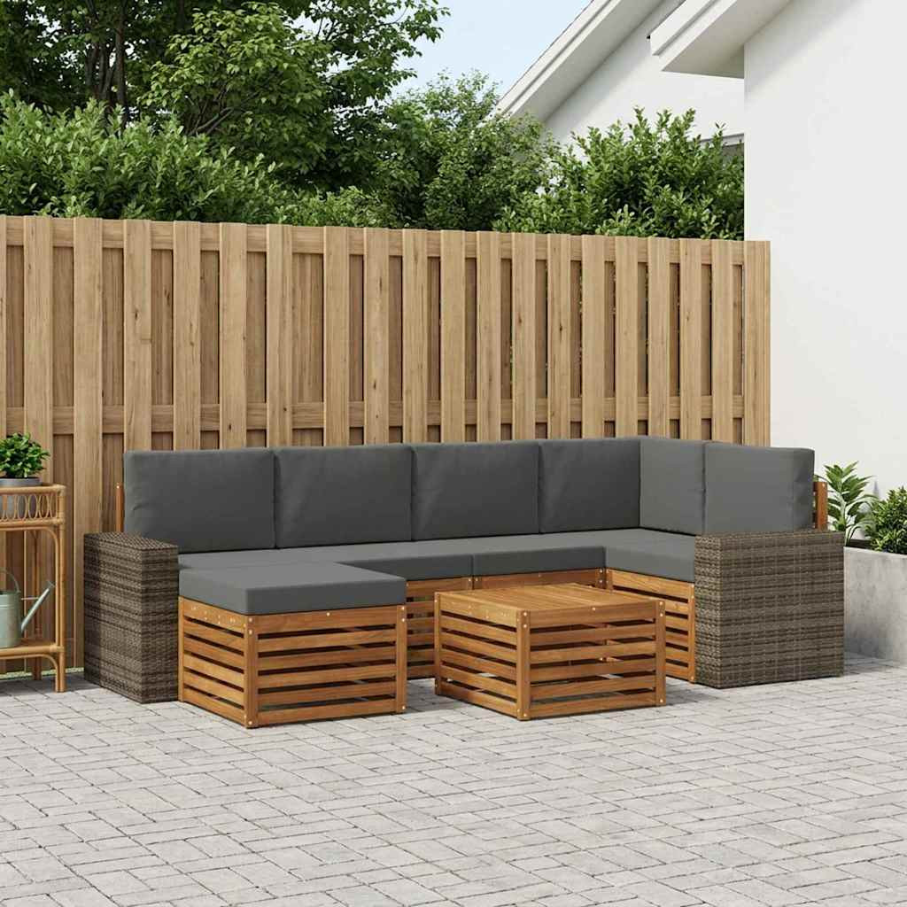 vidaXL Ecksofa Set 7 pcs Natur und Anthrazit Massivholz Akazie