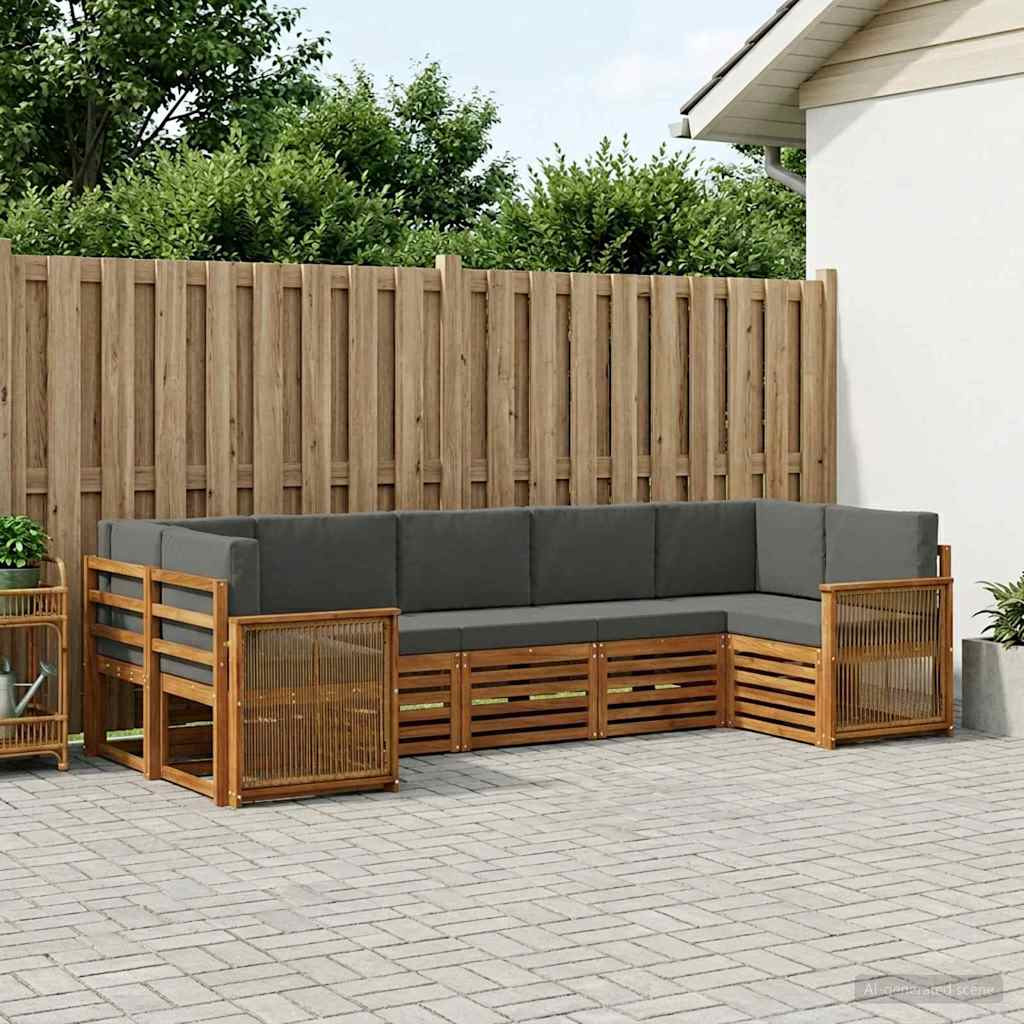 vidaXL Ecksofa Set mit Kissen 6 pcs Natur und Anthrazit