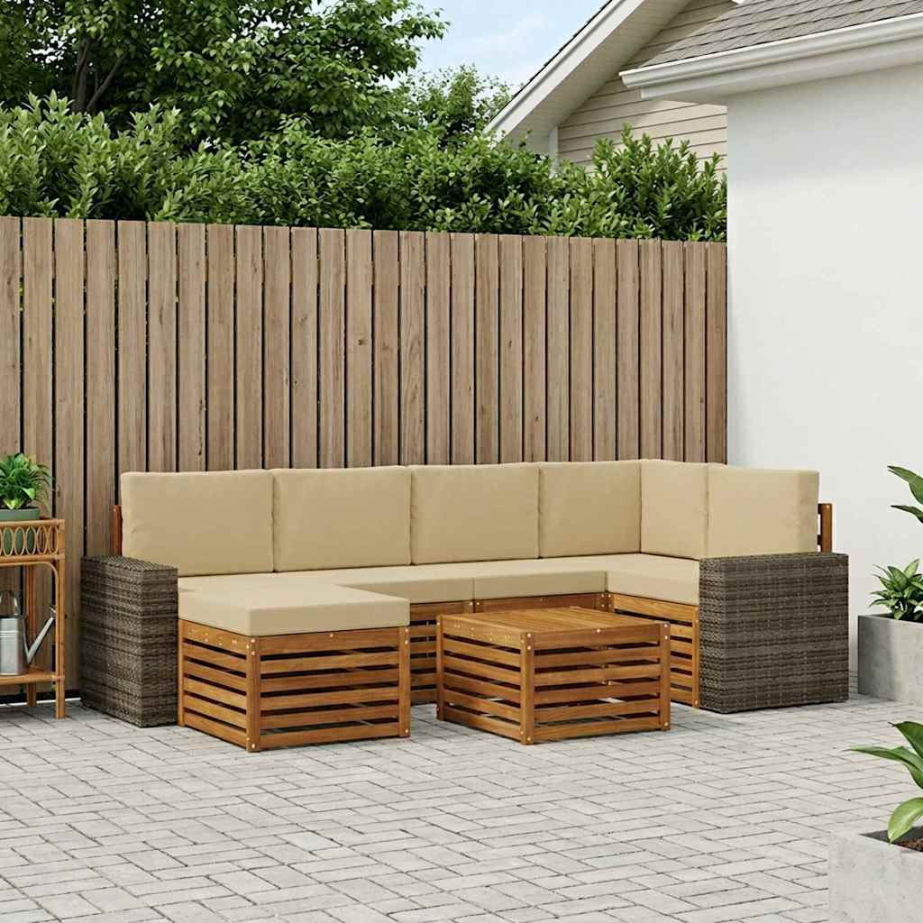 vidaXL Ecksofa Set mit Kissen 7 pcs Natur und Beige