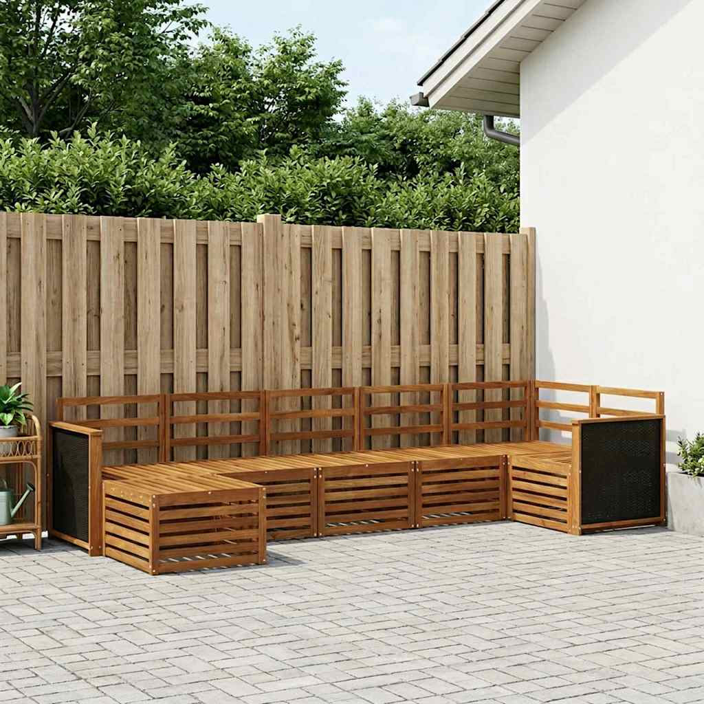 vidaXL Ecksofa Set 6 pcs Natur Massivholz Akazie