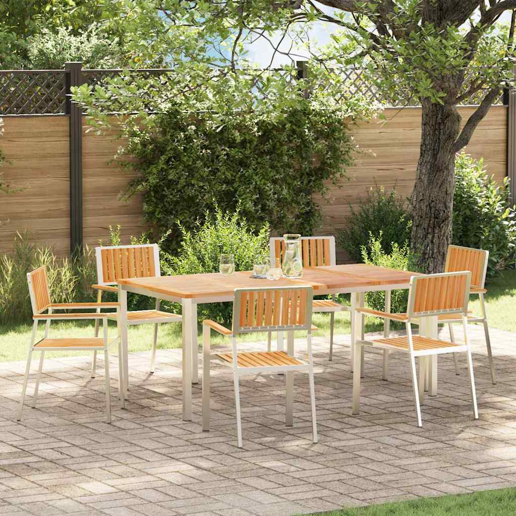 vidaXL Outdoortisch-Set 7 pcs Massives Teakholz und Edelstahl