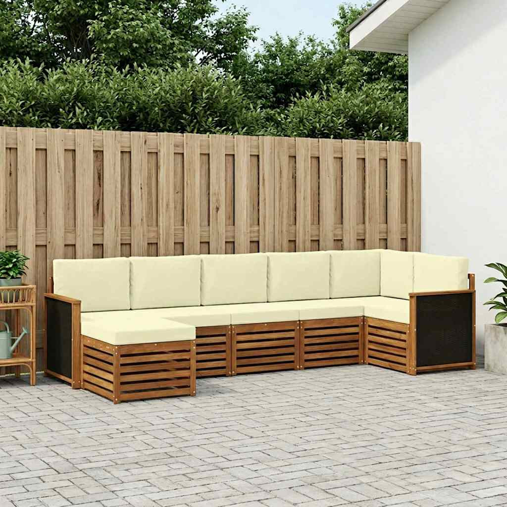 vidaXL Ecksofa Set mit Kissen 6 pcs Natur und Creme