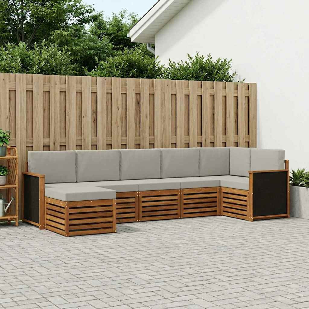 vidaXL Ecksofa Set mit Kissen 6 pcs Natürlich und Hellgrau