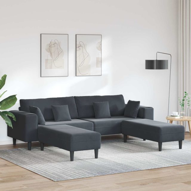 vidaXL Sofa 3 pcs Dunkelgrau 250 x 188 x 76 cm Samt