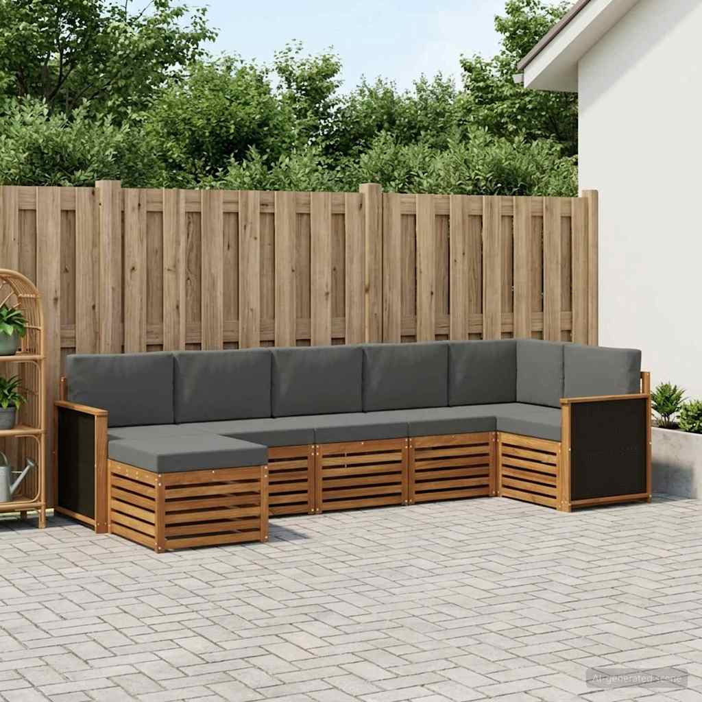 vidaXL Ecksofa Set mit Kissen 6 pcs Natur und Anthrazit