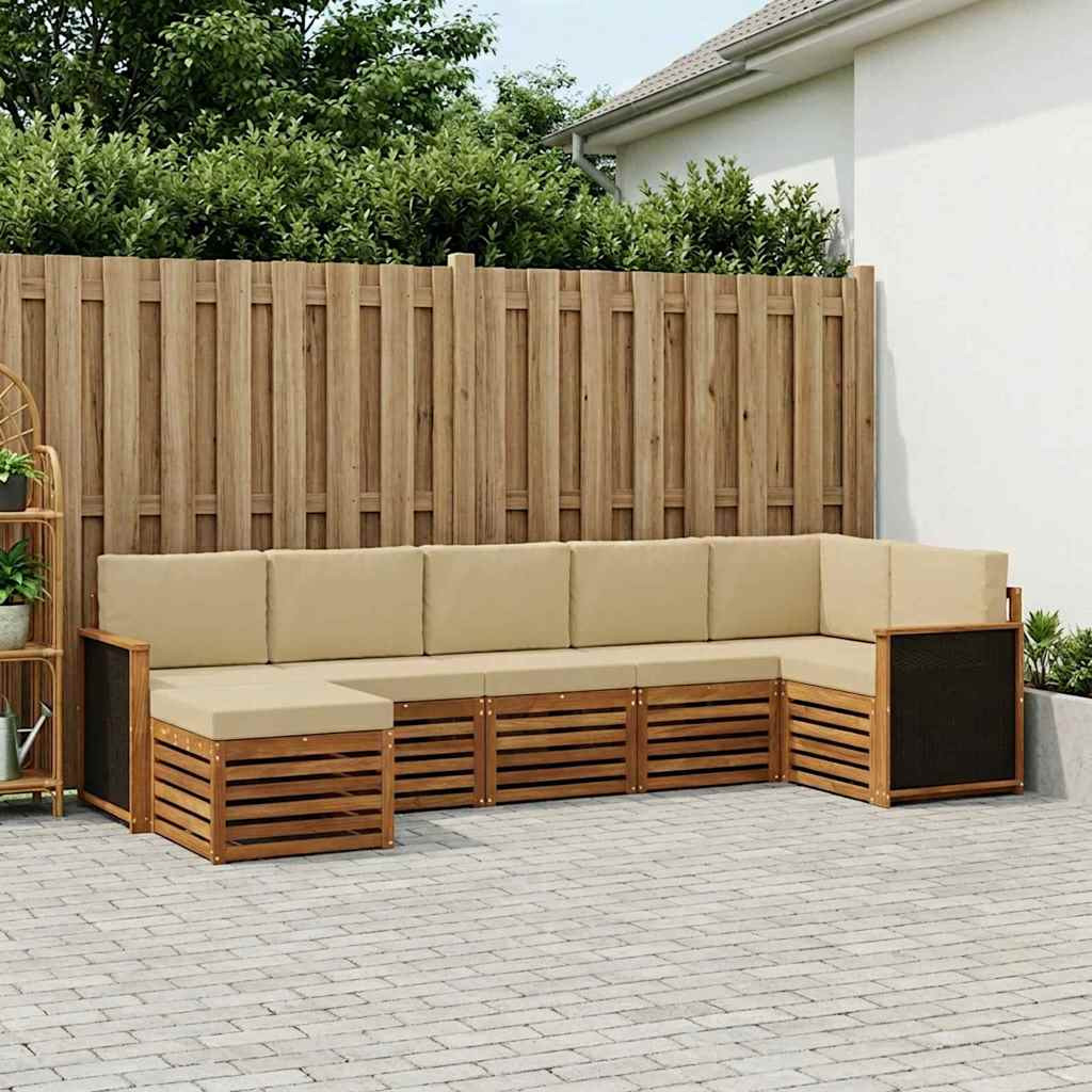 vidaXL Ecksofa Set 6 pcs Natur Massives Akazienholz und Polyester