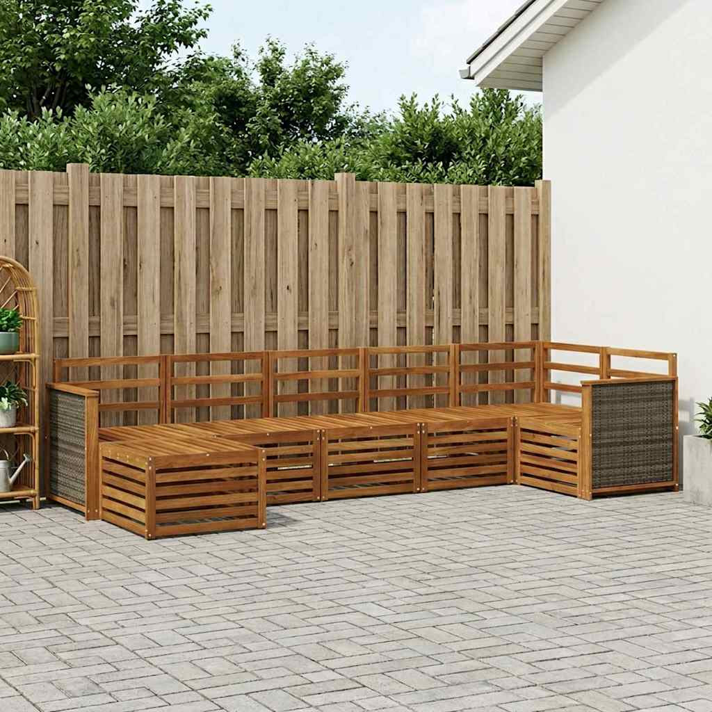 vidaXL Ecksofa Set 6 pcs Natur Massivholz Akazie
