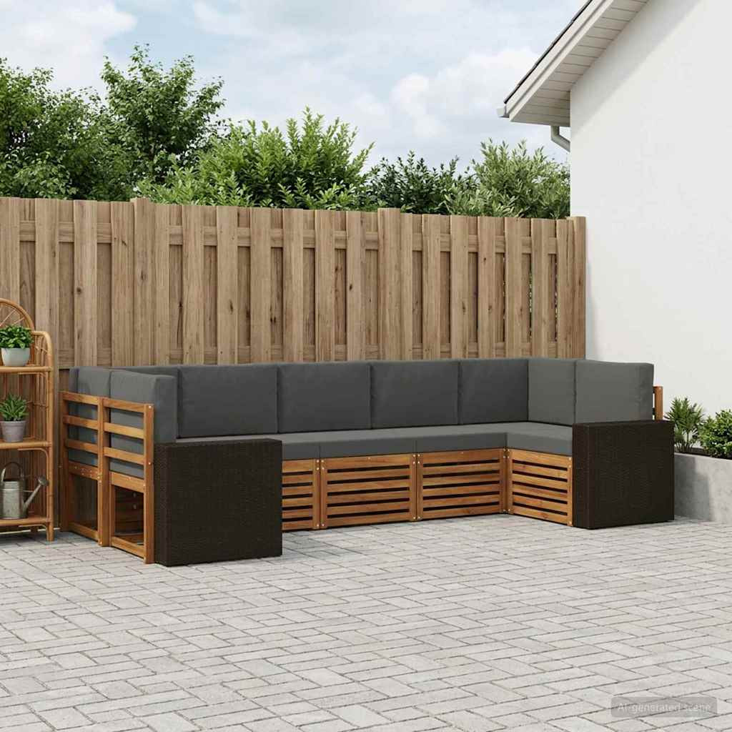 vidaXL Ecksofa Set mit Kissen 7 pcs Natur und Anthrazit Polyester