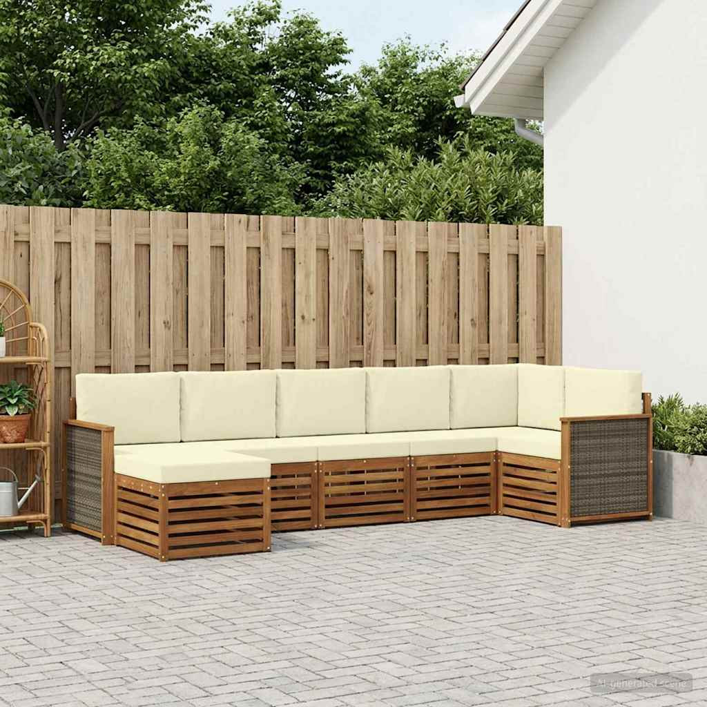vidaXL Ecksofa Set mit Kissen 6 pcs Natur und Creme