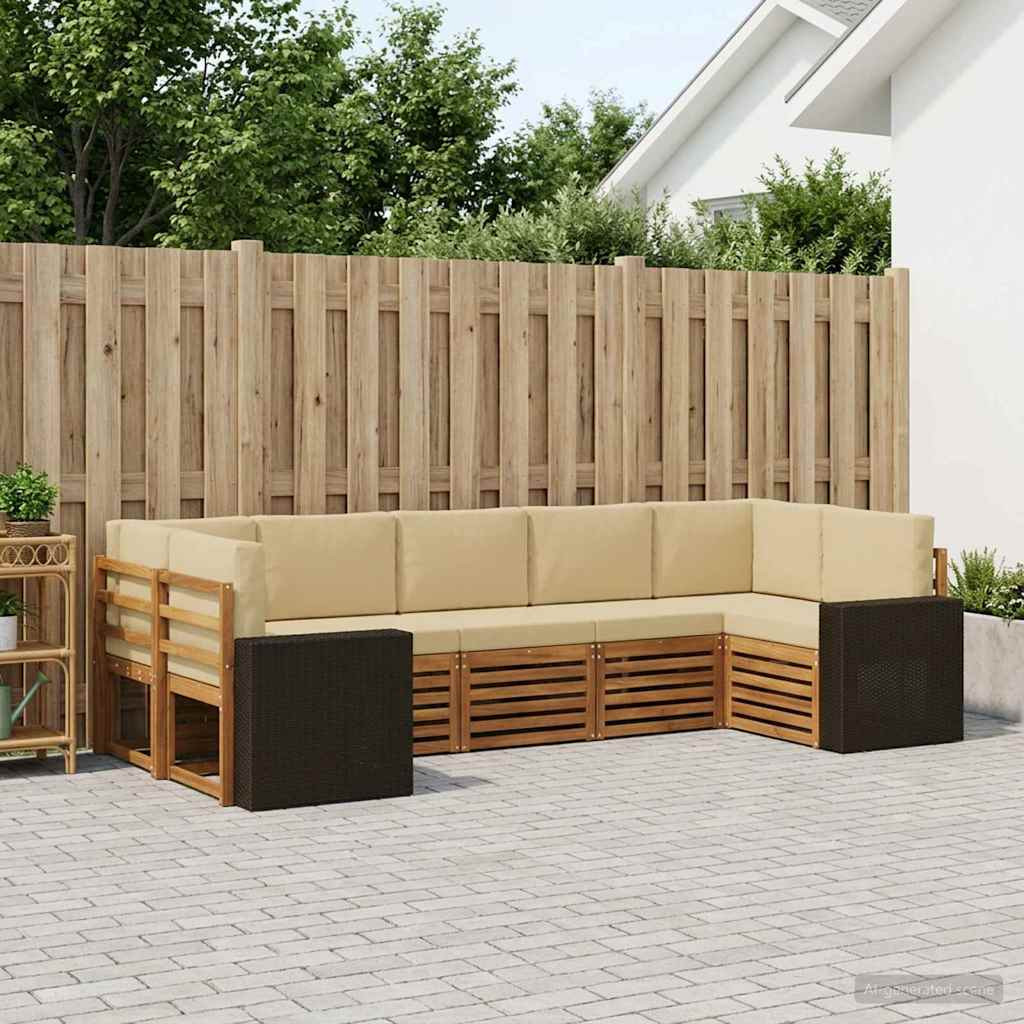 vidaXL Ecksofa Set mit Kissen 7 pcs Natur und Beige Polyester
