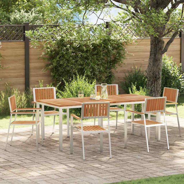 vidaXL Outdoortisch-Set 7 pcs Massives Teakholz und Edelstahl