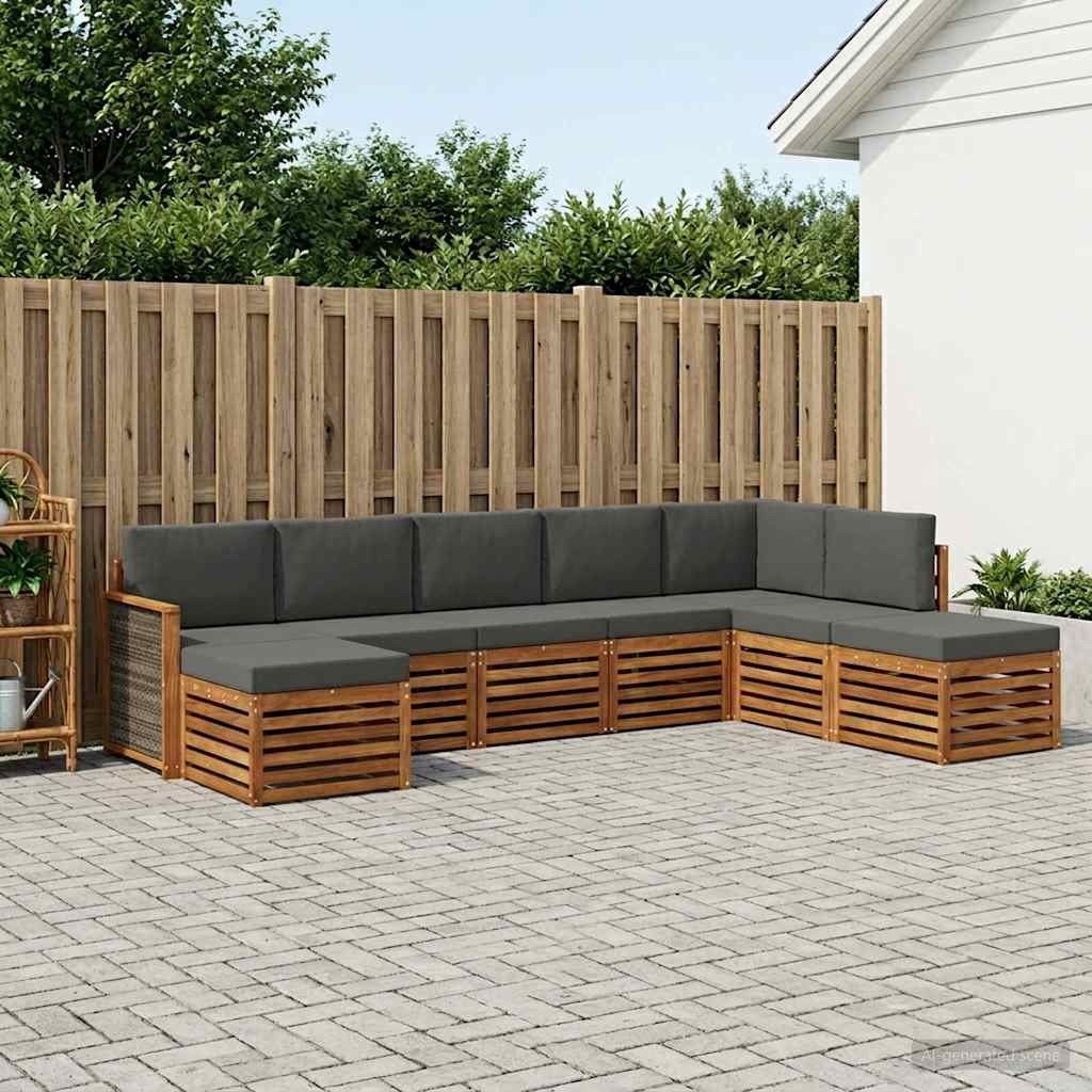 vidaXL Ecksofa Set mit Kissen 6 pcs Natur und Anthrazit