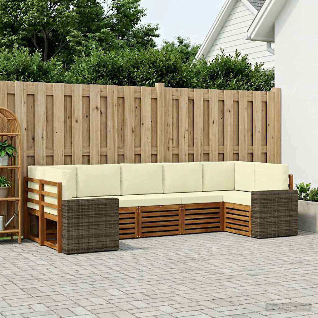 vidaXL Ecksofa Set mit Kissen 7 pcs Natur und Creme Polyester