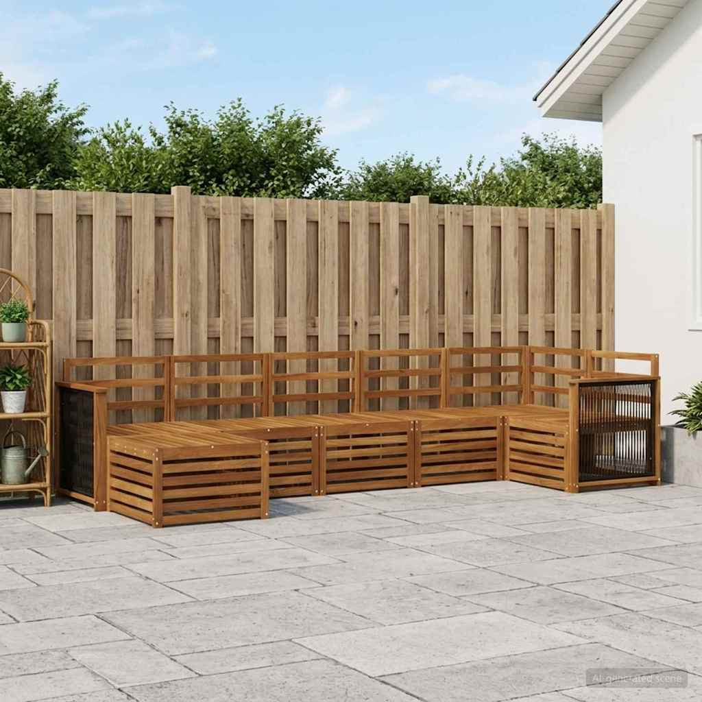 vidaXL Ecksofa Set 6 pcs Natur Massivholz Akazie