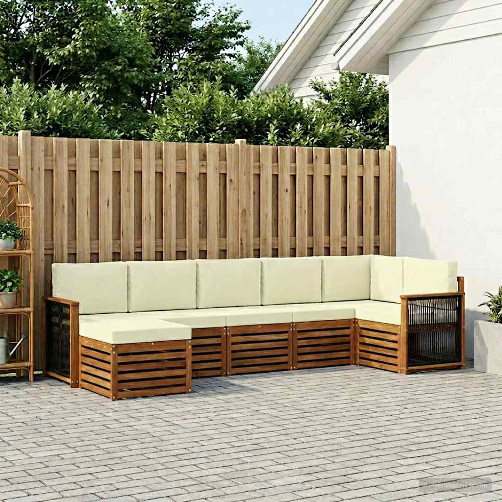 vidaXL Ecksofa Set mit Kissen 6 pcs Natur und Creme