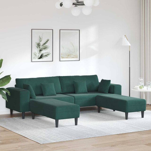 vidaXL Sofa 3 pcs Dunkelgrün 250 x 188 x 76 cm Samt