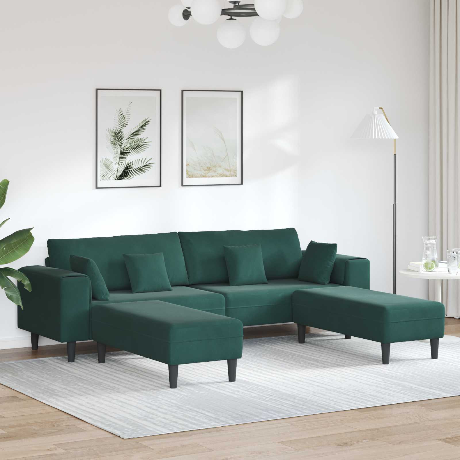 vidaXL Sofa 3 pcs Dunkelgrün 250 x 188 x 76 cm Samt