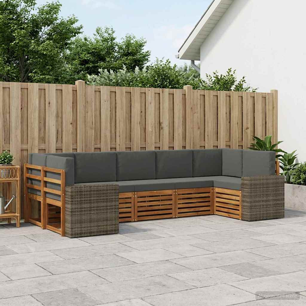 vidaXL Ecksofa Set mit Kissen 7 pcs Natur und Anthrazit Polyester